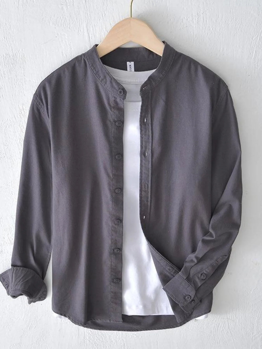 Men's Plus Size Button Up Long Sleeve Shirt - cas7m