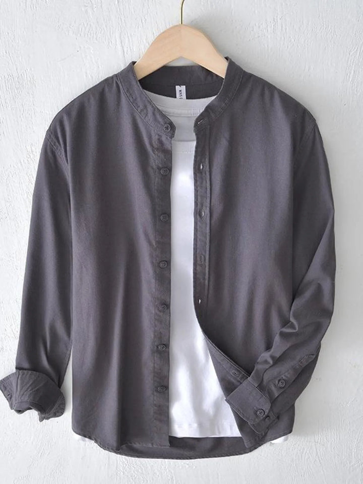 Men's Plus Size Button Up Long Sleeve Shirt - cas7m
