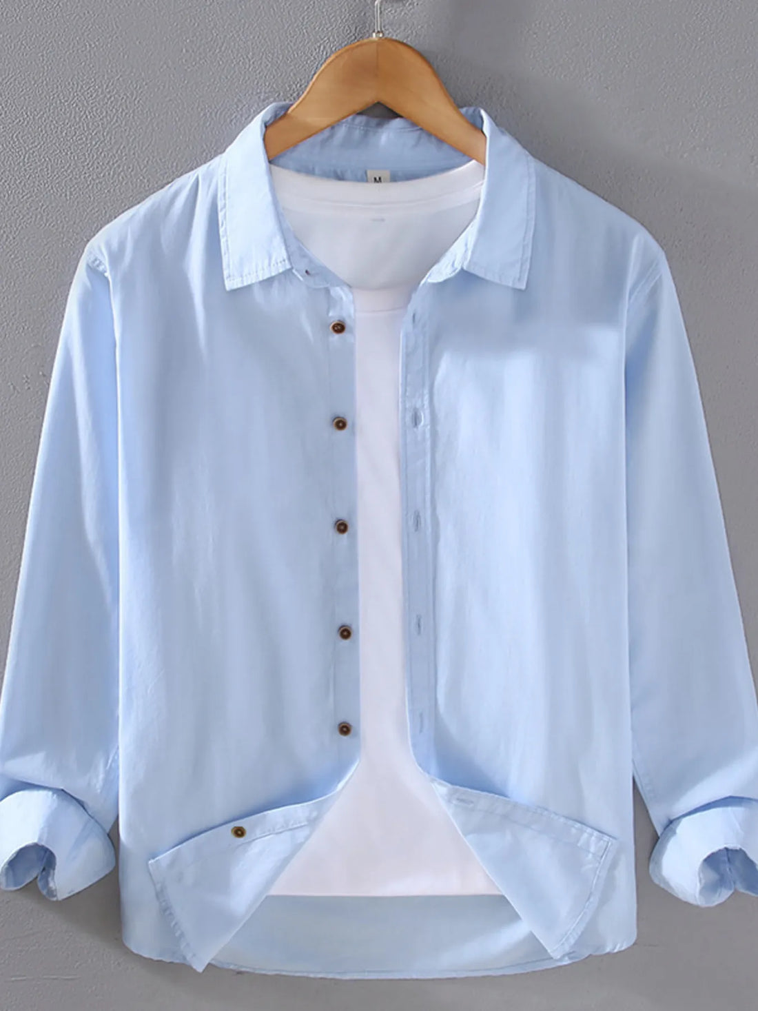 Men's Plus Size Long Sleeve Button-Up Shirt - cas7m