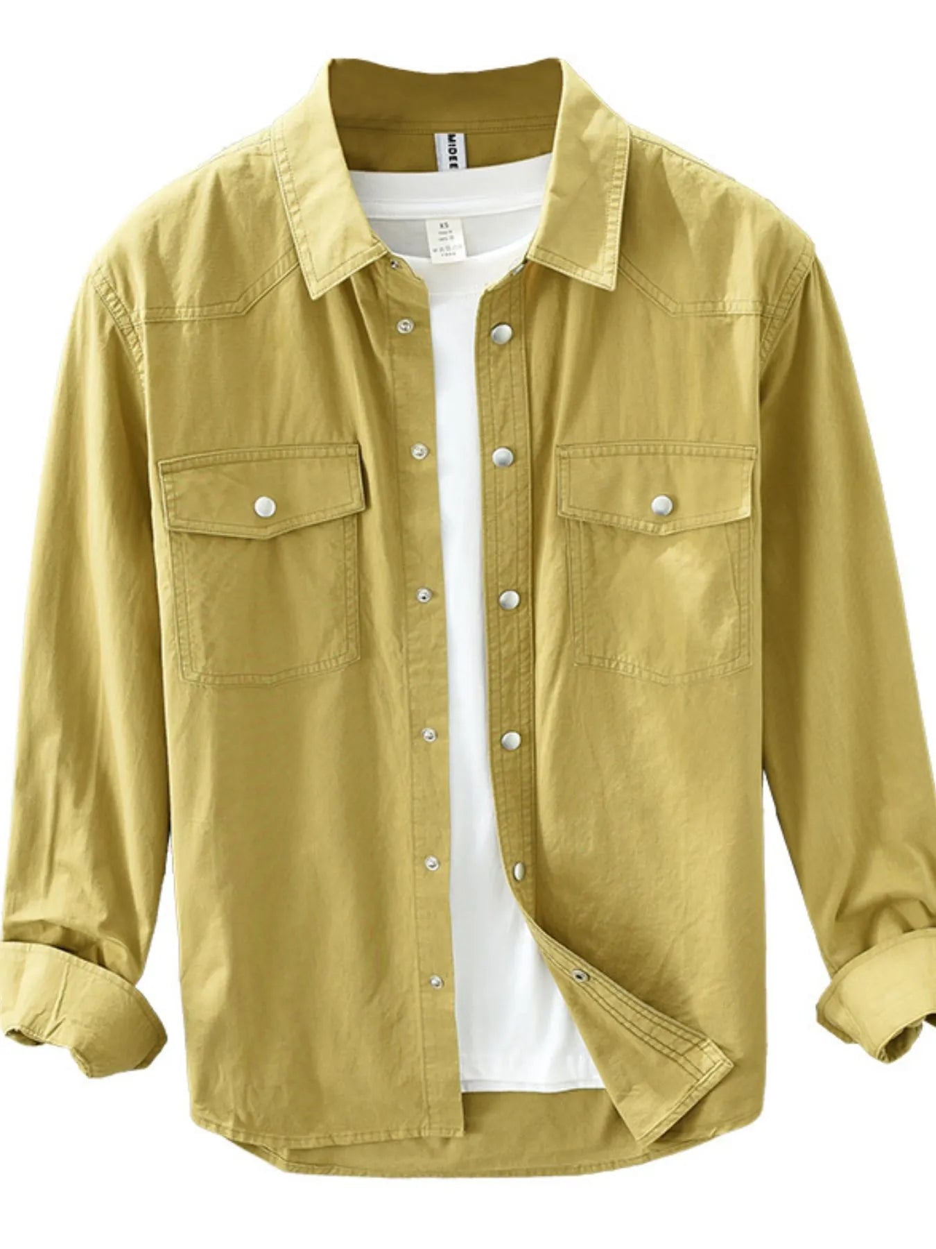 Men's Plus Size Button Up Long Sleeve Shirt - cas7m