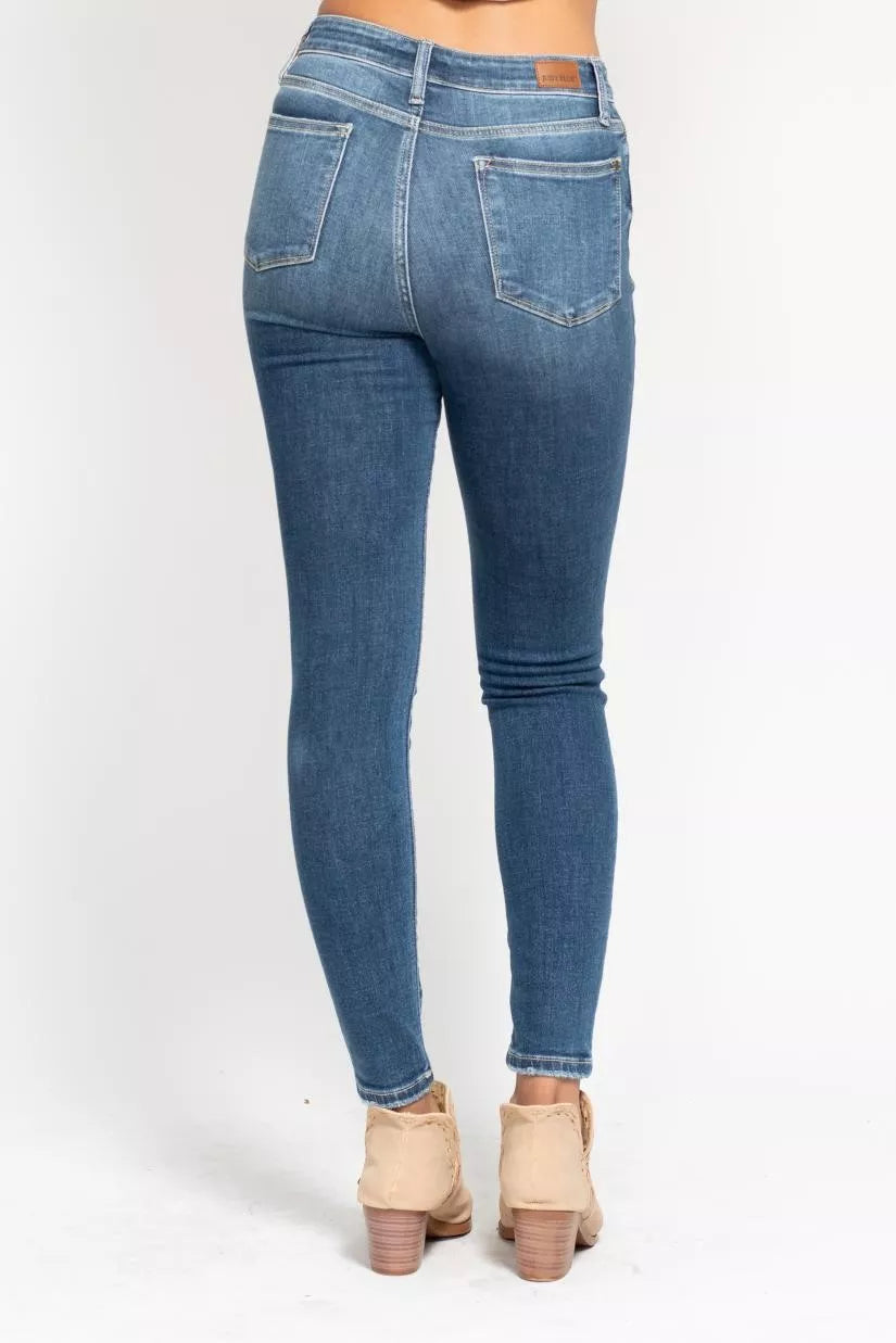 Judy Blue Full Size High Rise Button Fly Skinny Jeans Plus Size - cas7m
