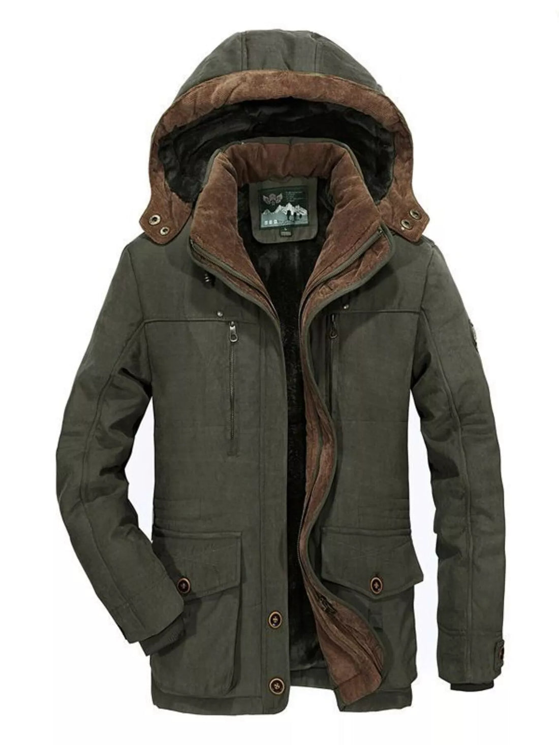 Men's Plus Size Winter Warm Hooded Parka Coat - cas7m
