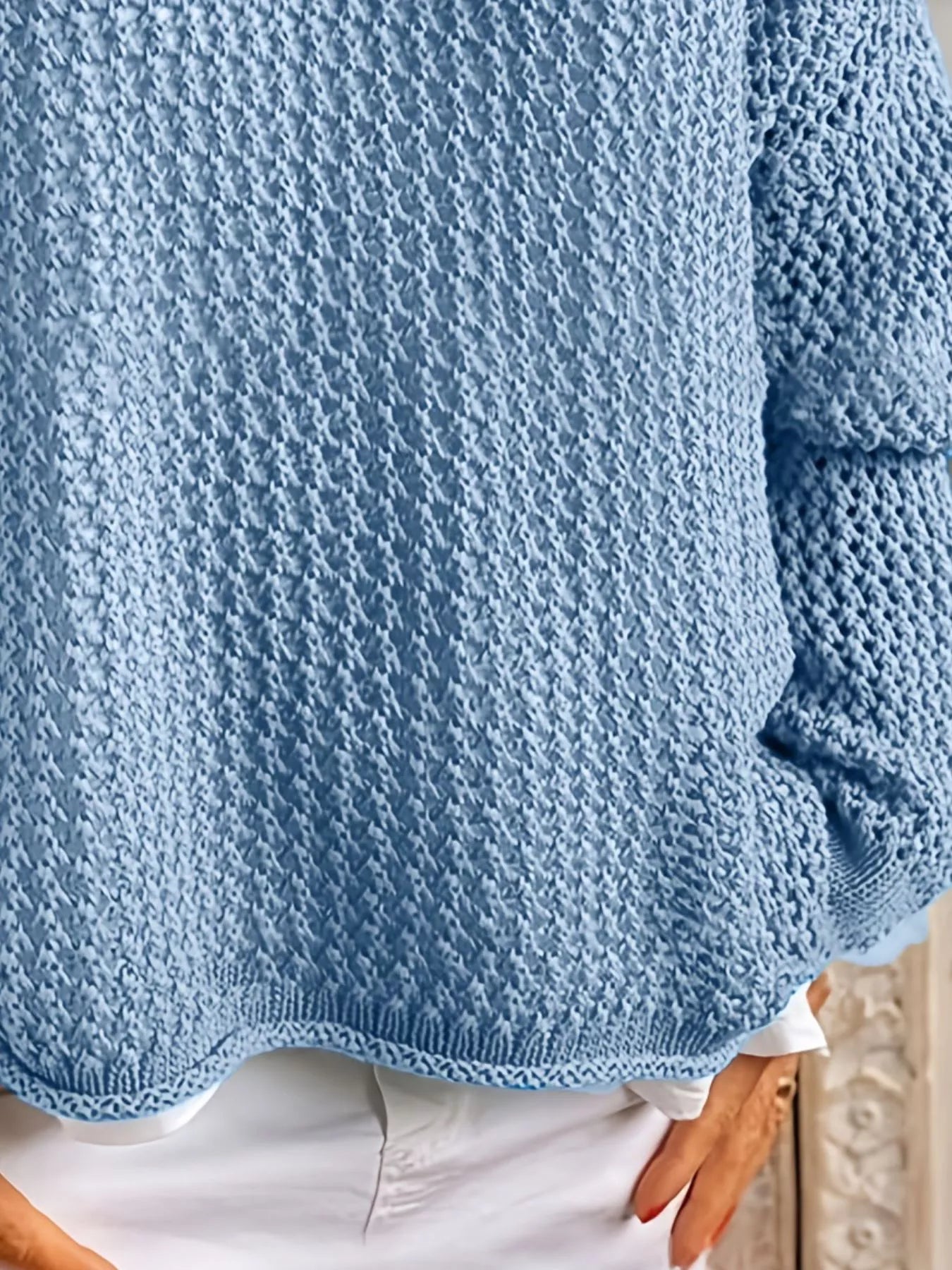 Openwork Long Sleeve Hooded Knit Cover Up - cas7m