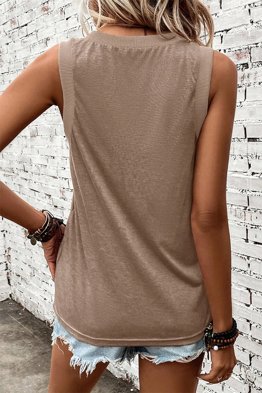V-Neck Wide Strap Tank - cas7m