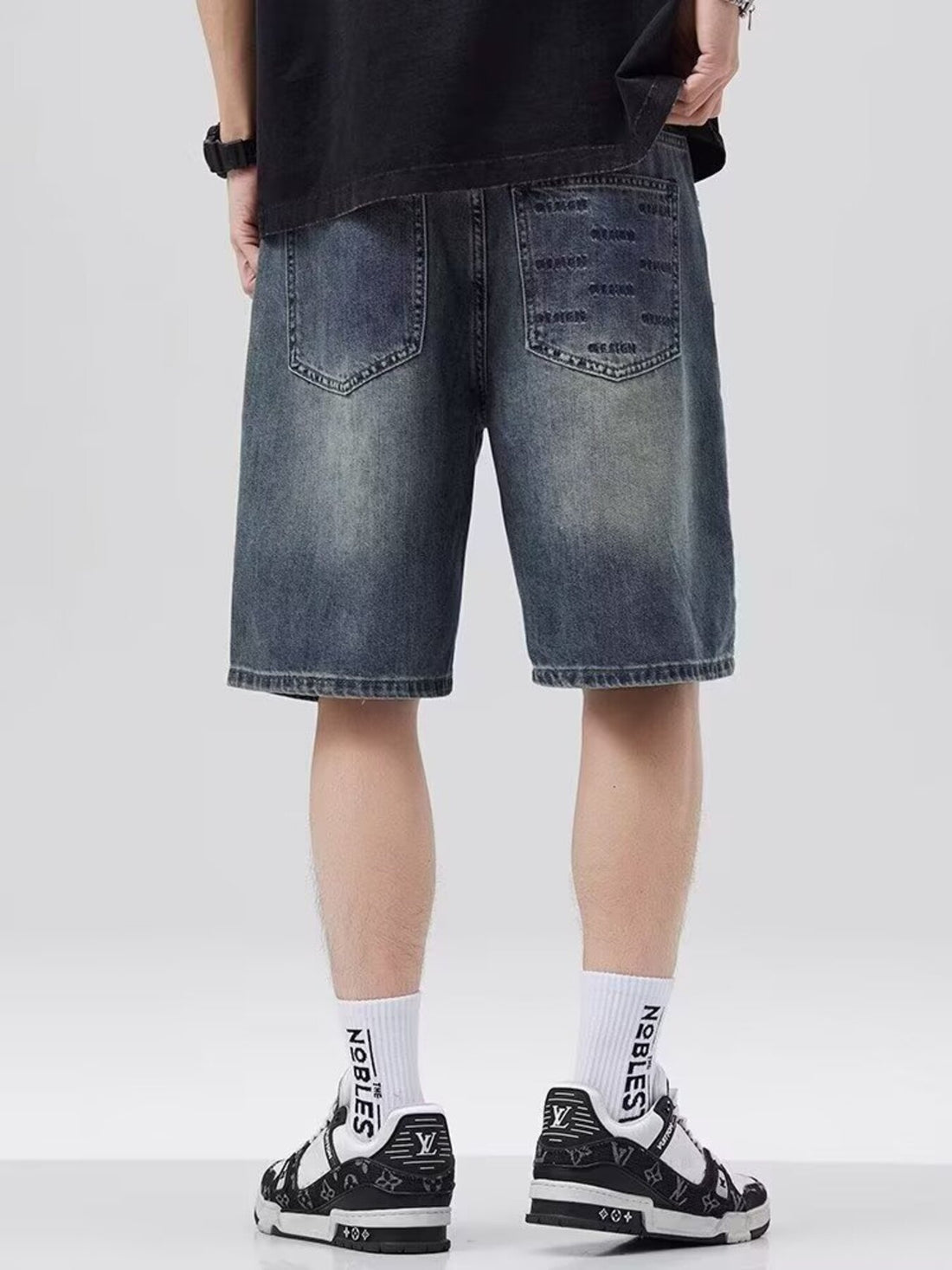 Men's Plus Size Distressed Denim Shorts - cas7m