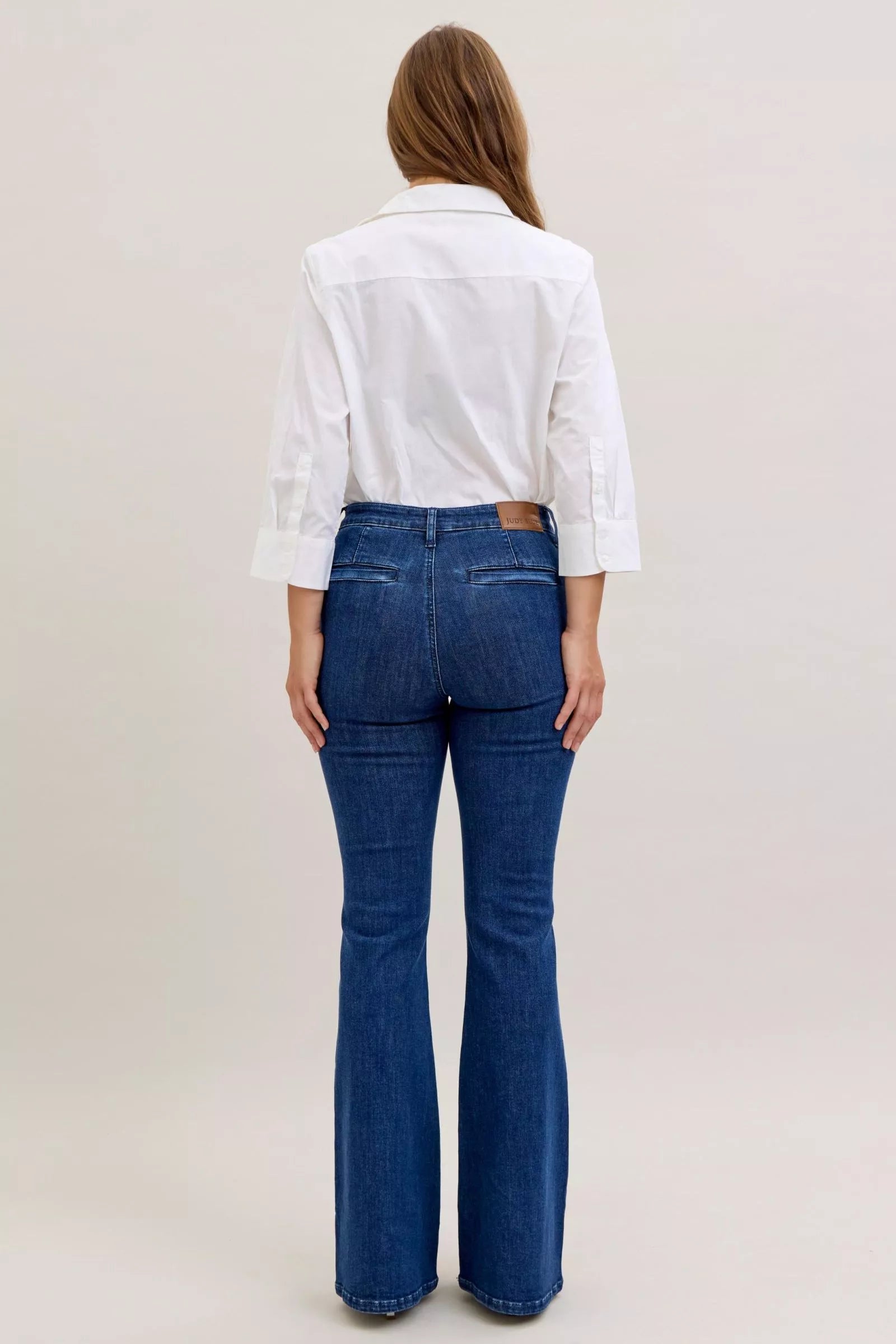 Judy Blue High Waist Flare Jeans with Front Patch Pockets - cas7m