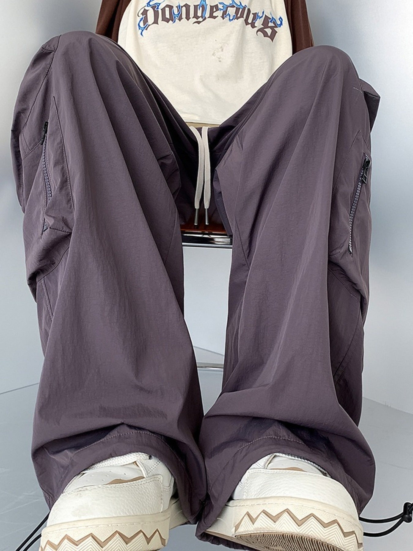 Men's Plus Size Loose Fit Cargo Pants with Drawstring - cas7m
