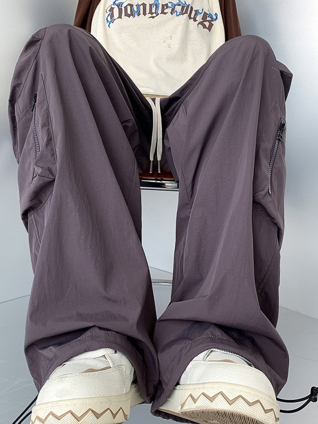Men's Plus Size Loose Fit Cargo Pants with Drawstring - cas7m