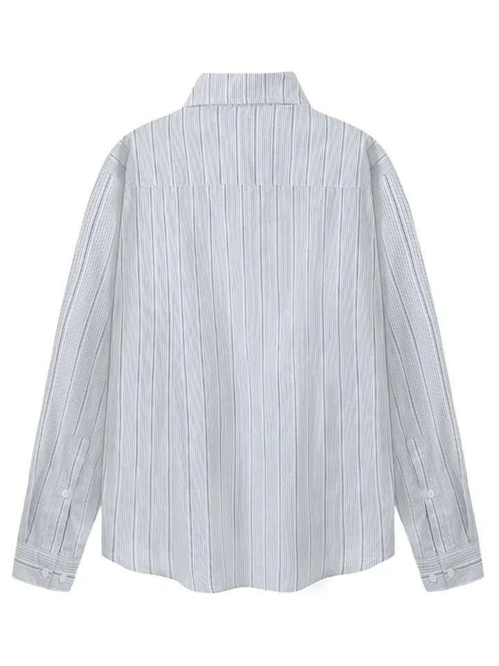 Men's Striped Button Up Long Sleeve Shirt - cas7m