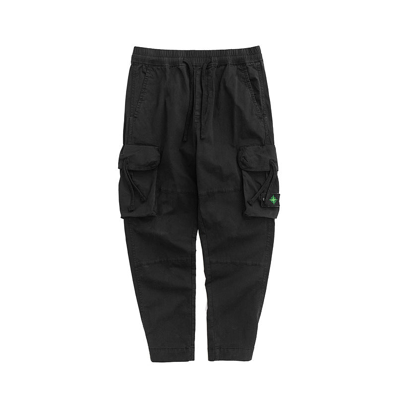 Men's Multi-Pocket Workwear Pants with Elastic Waist