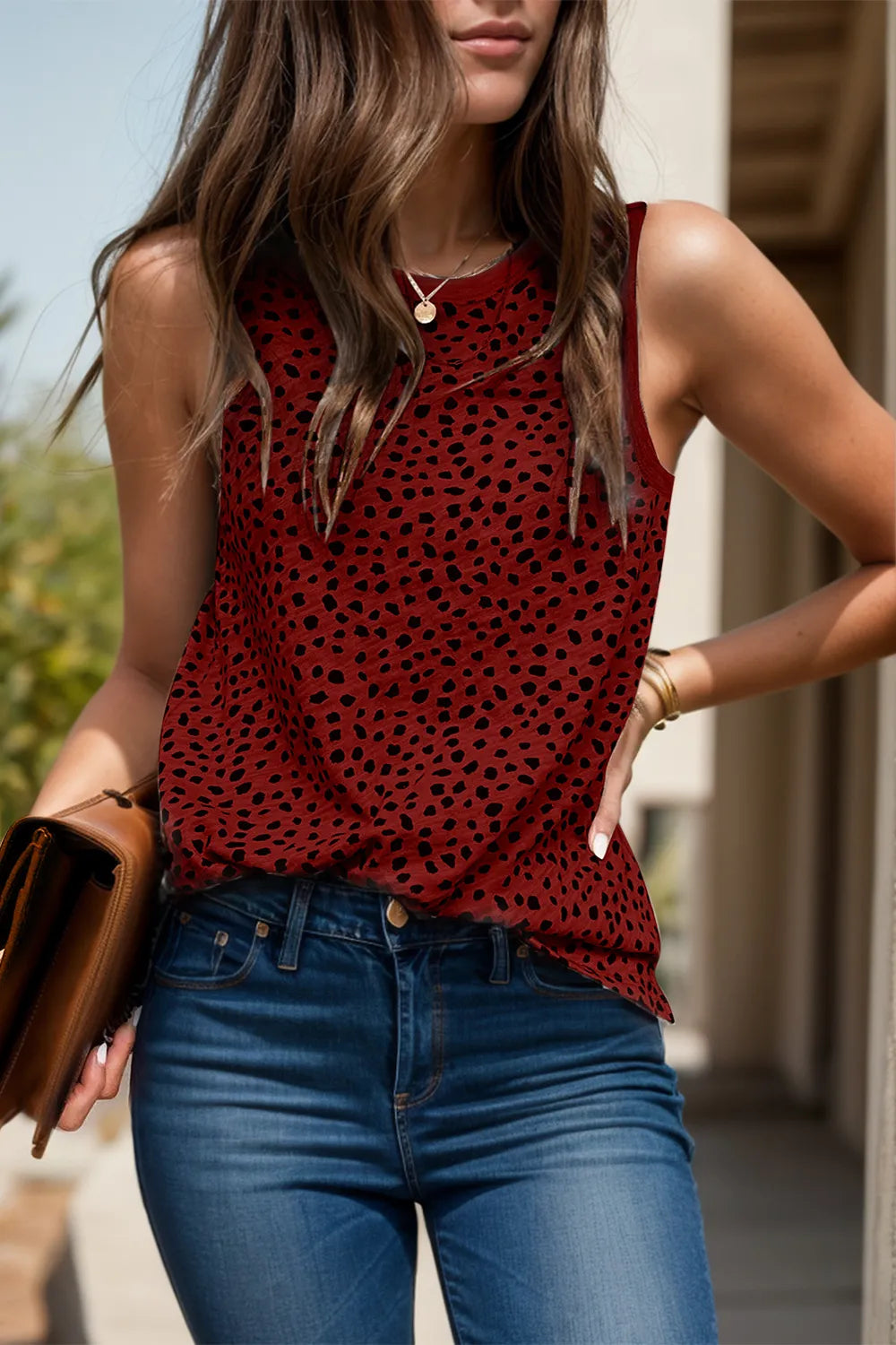 Printed Round Neck Tank - cas7m