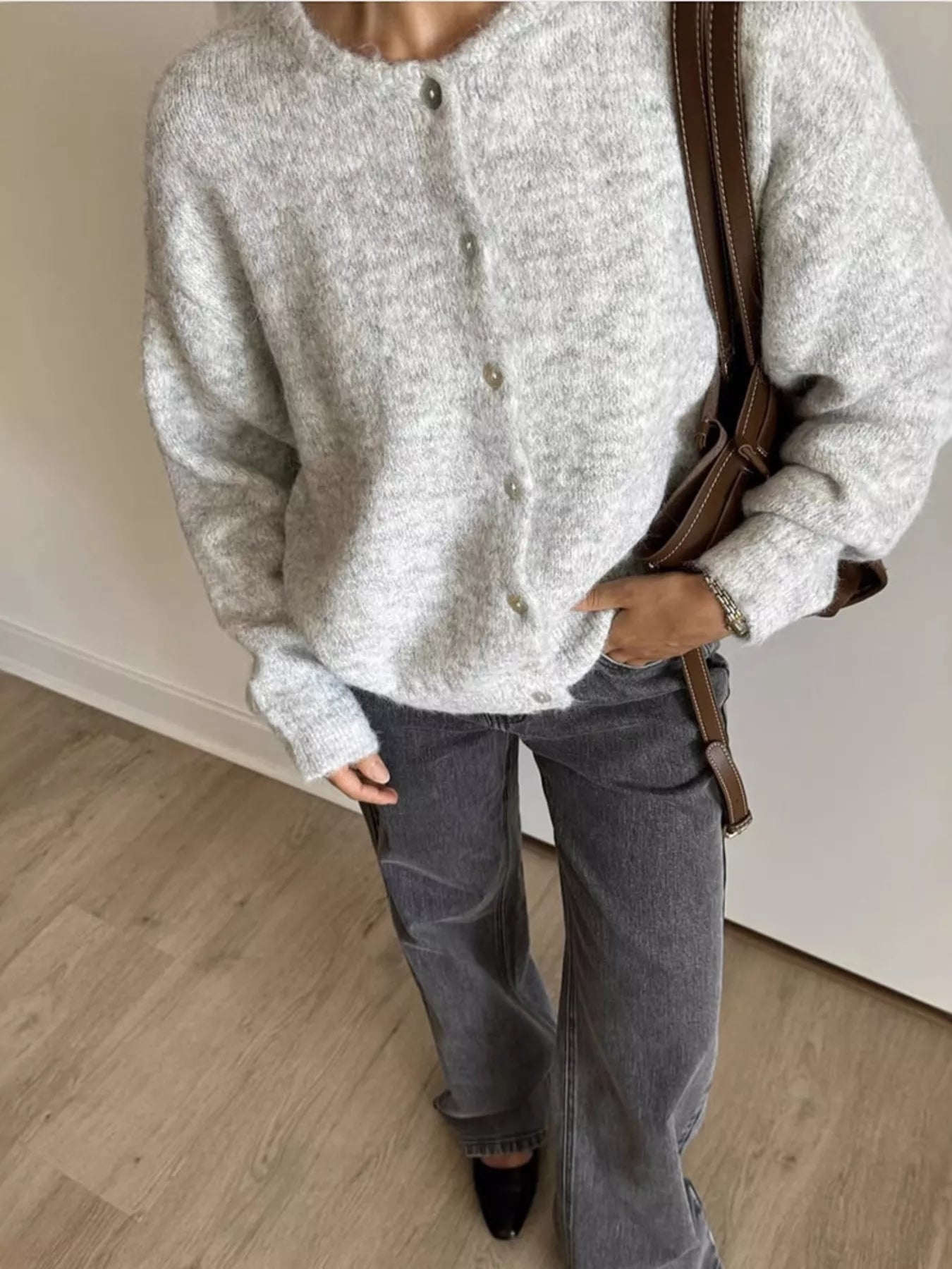 Button Up Long Sleeve Cardigan - cas7m