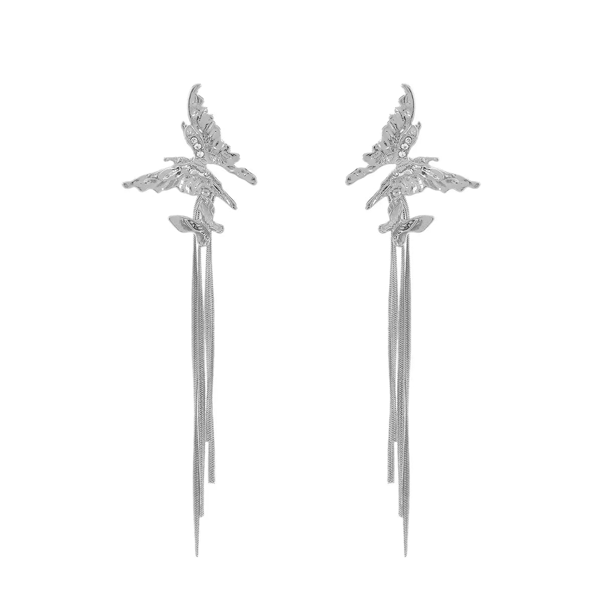 Butterfly Fringe Dangle Earrings - cas7m