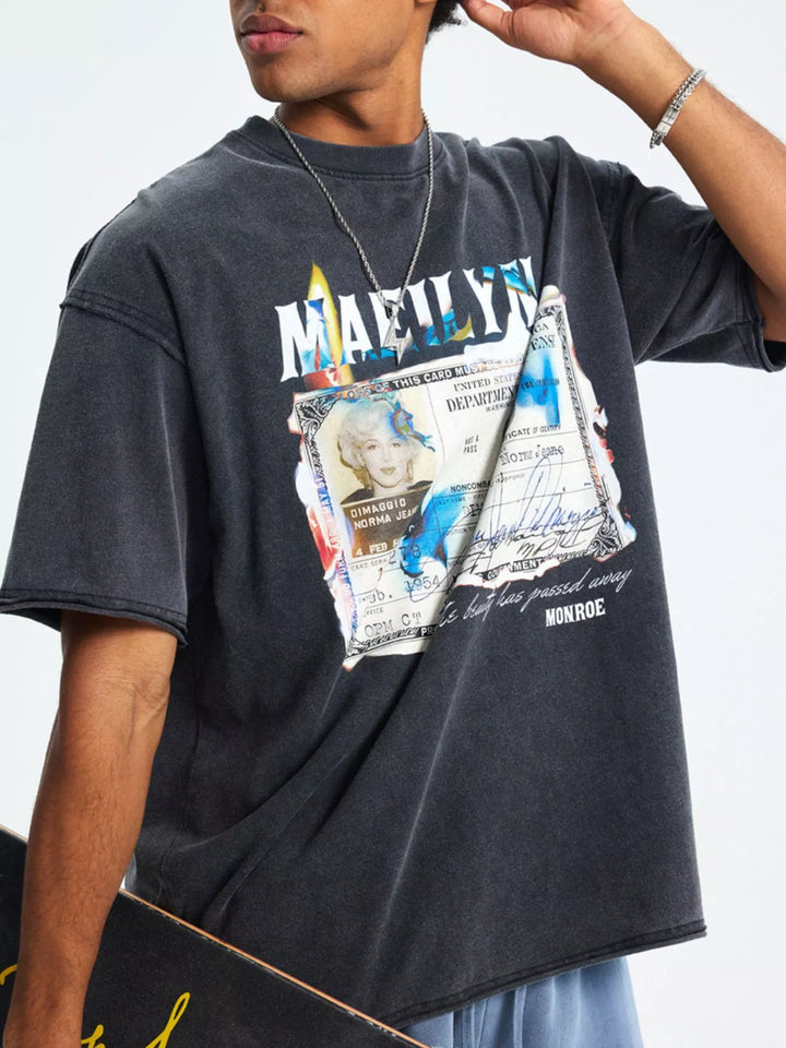 Men's Graphic Round Neck Short Sleeve T-Shirt - cas7m