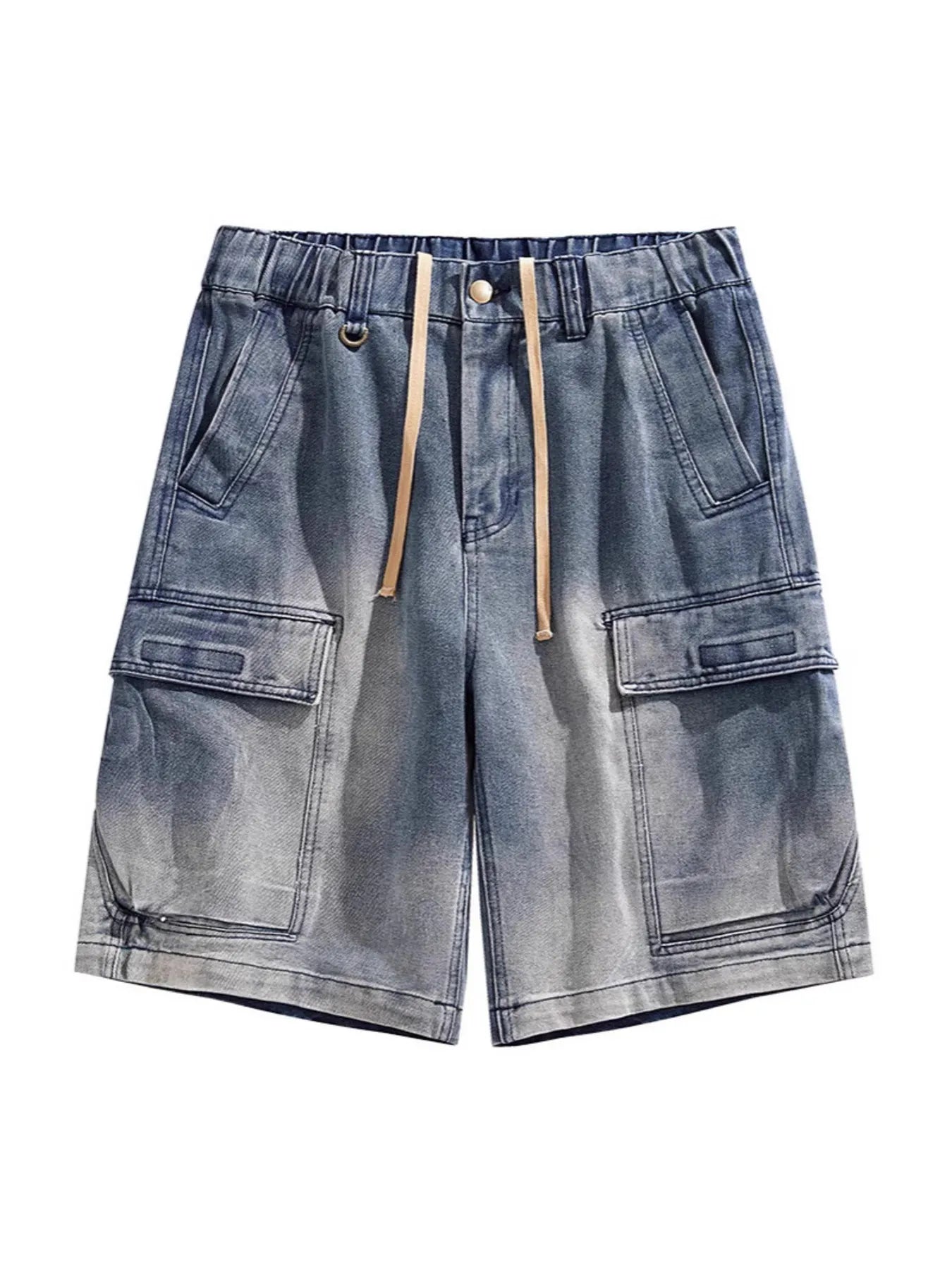 Men's Vintage Wash Cargo Demin Shorts - cas7m