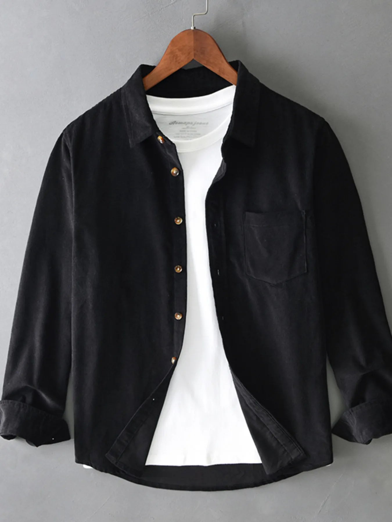 Men's Plus Size Button Up Long Sleeve Shirt - cas7m
