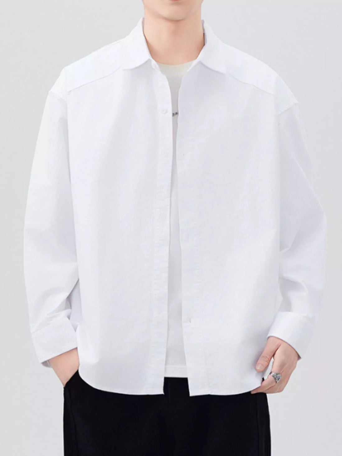 Men's Plus Size Button Up Long Sleeve Shirt - cas7m