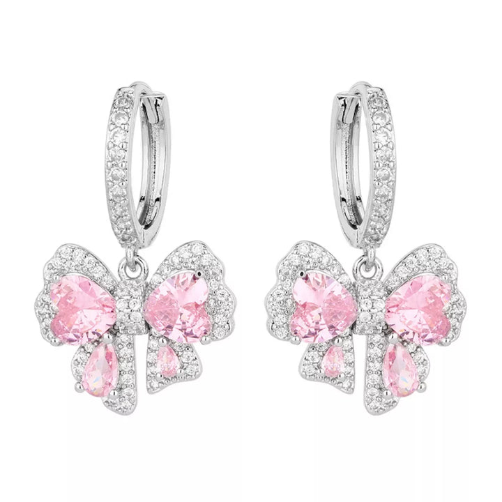 Zircon Bowknot Drop Earrings - cas7m