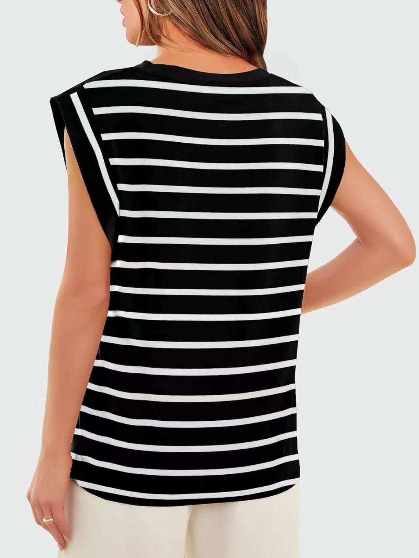 Striped Round Neck Tank - cas7m