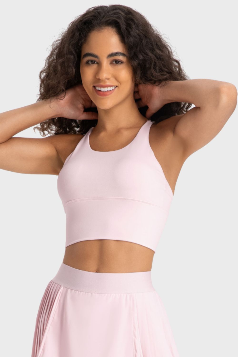 Sporty Yoga Cutout Crisscross Top with Removable Padding - cas7m