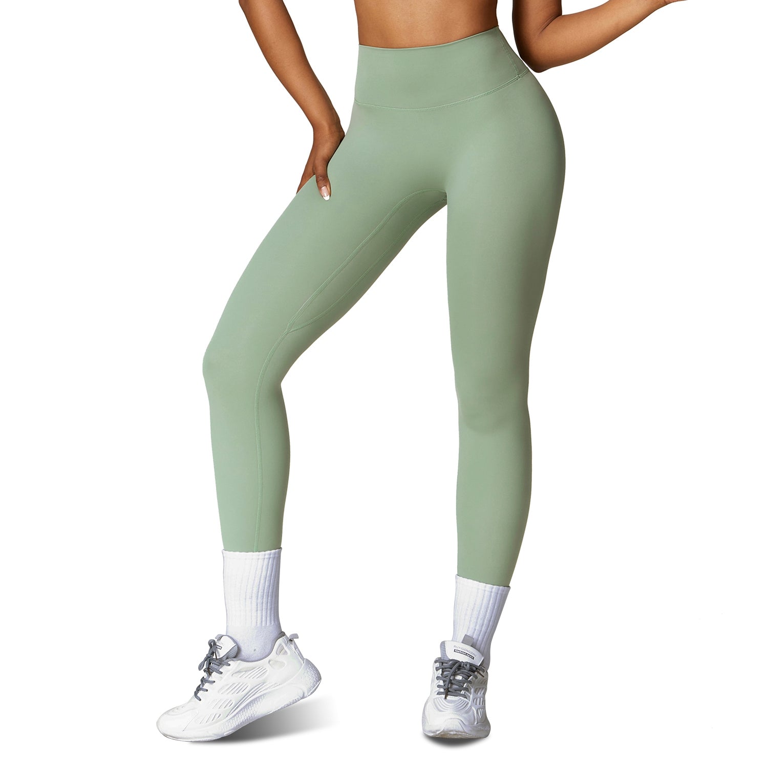 4 Sizes-5 Colors Option - 1Pc Women's High Waist Workout Leggings Tummy Control Compression Yoga Tight Pants Gym Pants Athletic Running Leggings With 25In Inseam No Front Seam - cas7m