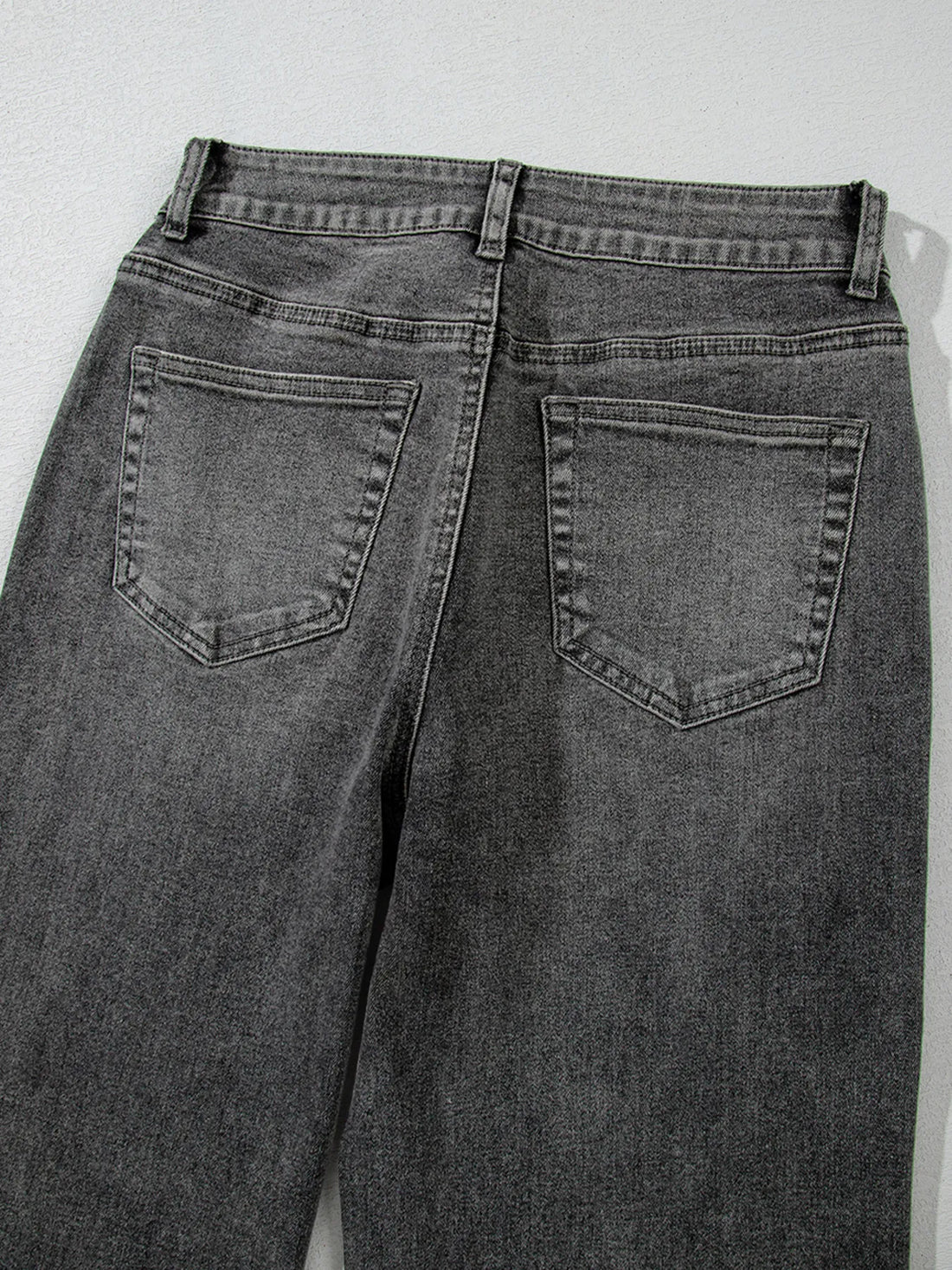 Raw Hem Unique Cuffs Straight High Rise Loose Jeans - cas7m