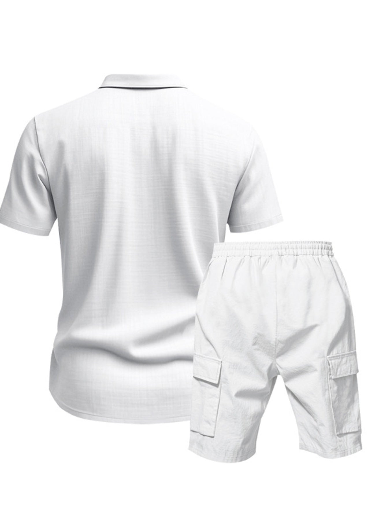 Men's Full Size Button Up Shirt and Shorts Set Plus Size - cas7m