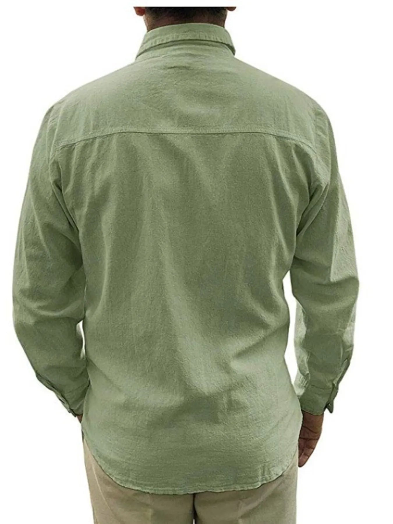 Men's Plus Size Button Up Long Sleeve Shirt - cas7m