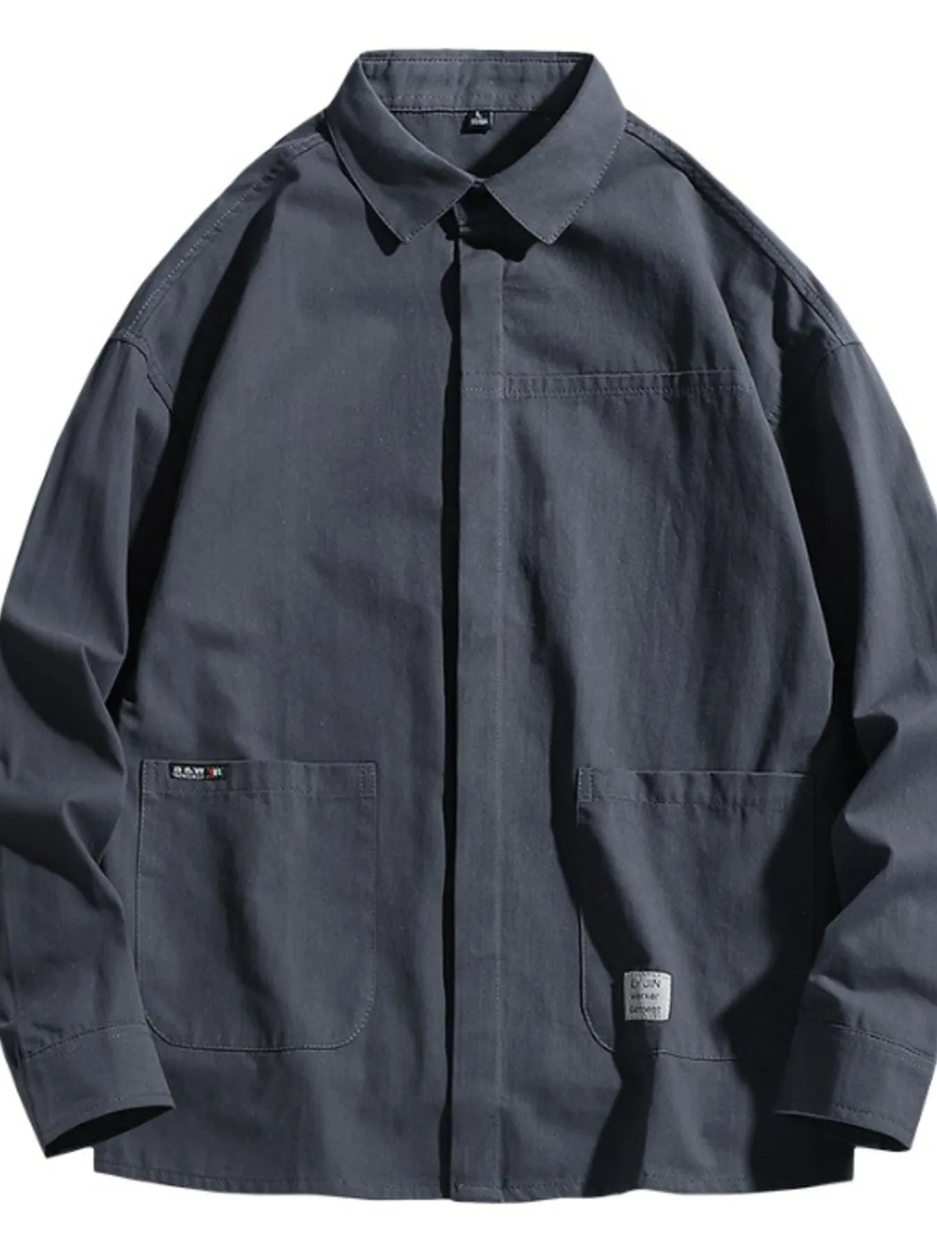 Men's Plus Size Button Up Long Sleeve Shirt - cas7m