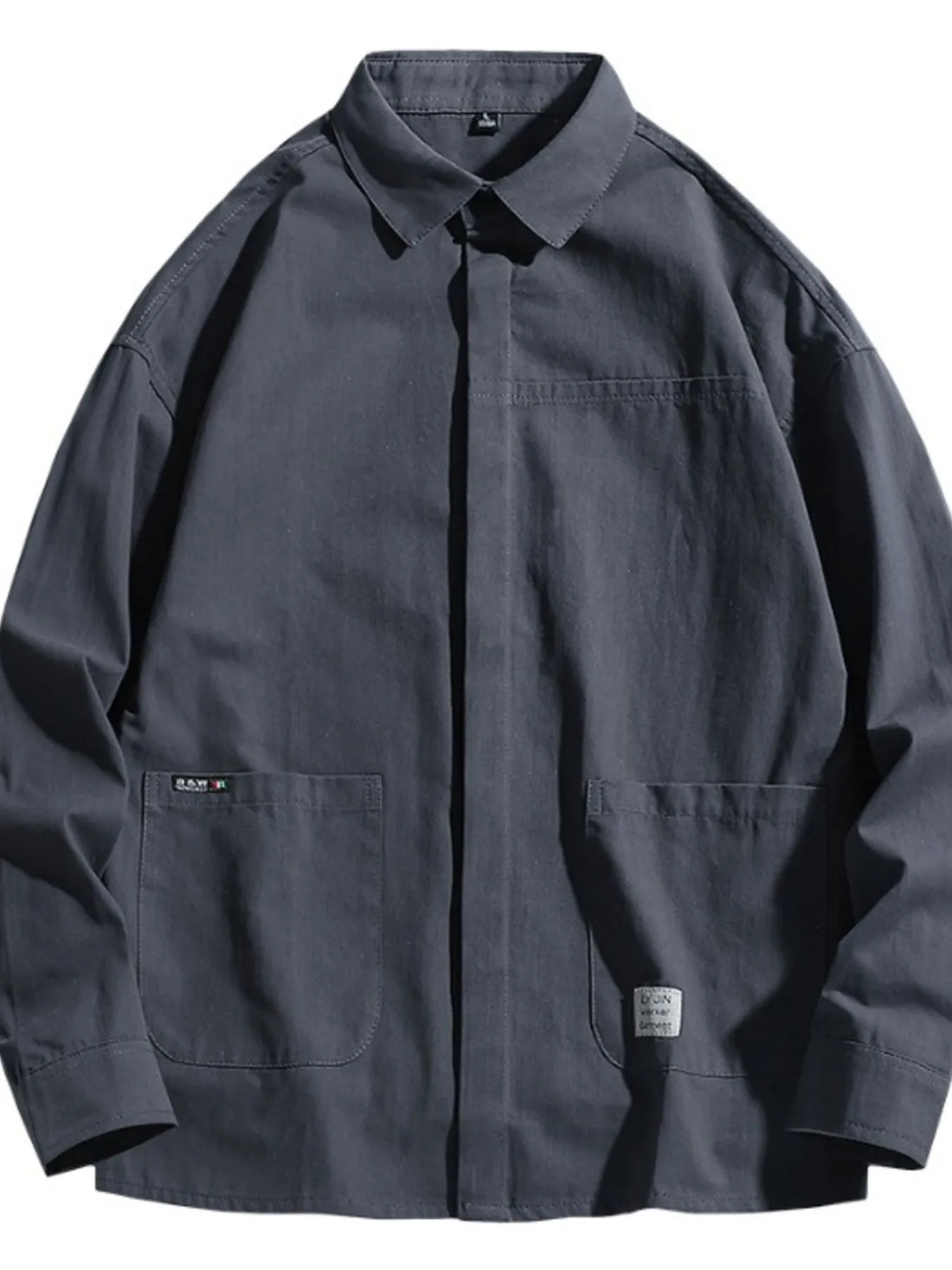 Men's Plus Size Button Up Long Sleeve Shirt - cas7m