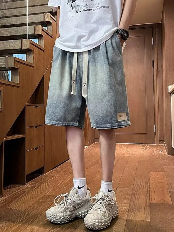 Men's Full Size Vintage Wash Loose Fit Denim Shorts Plus Size - cas7m