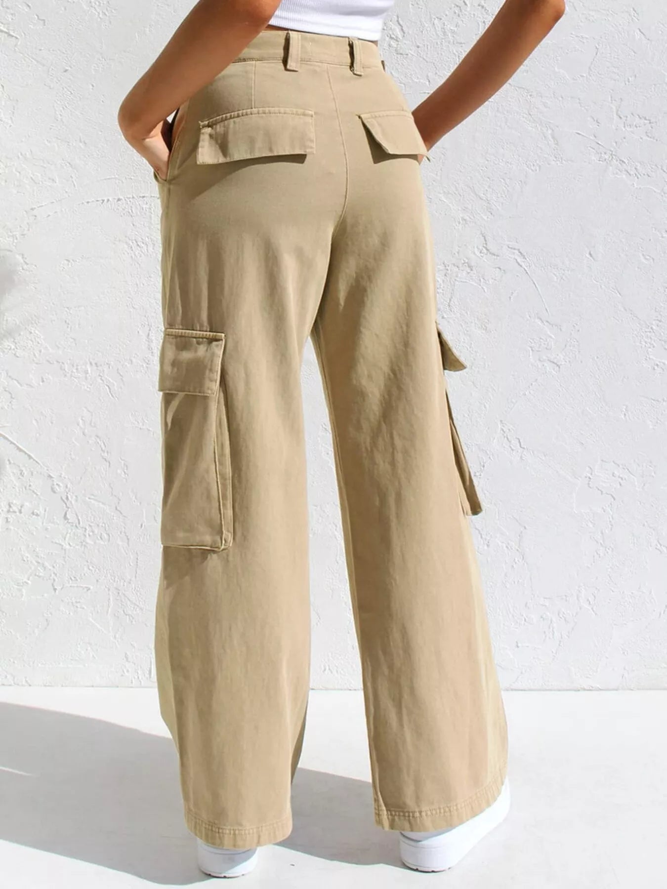 High-Waisted Wide Leg Cargo Jeans - cas7m