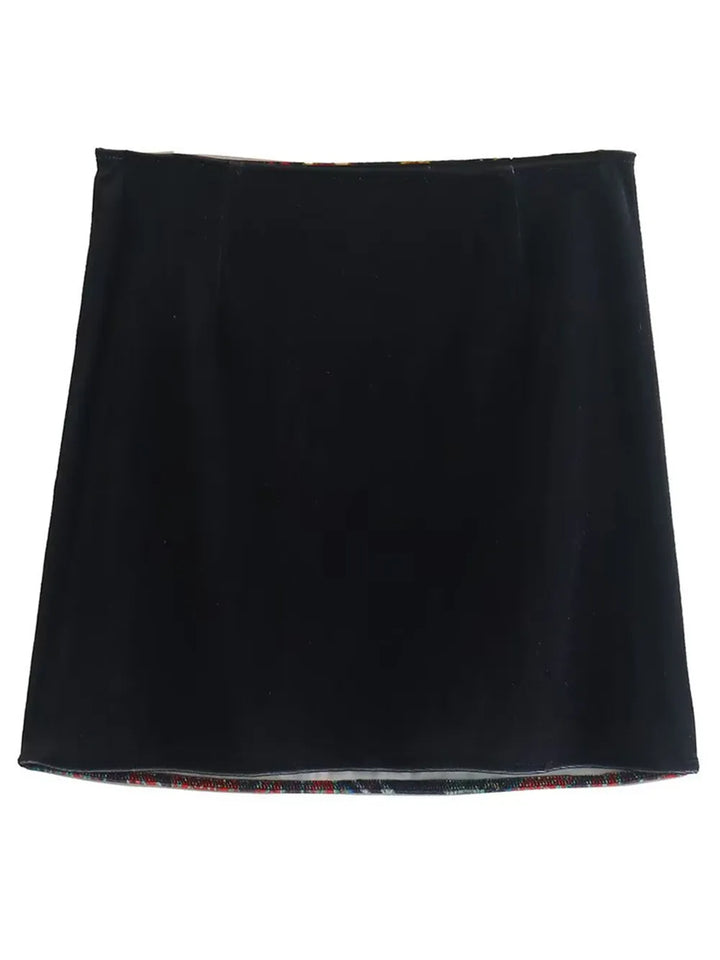 Printed Zip Mini Skirt - cas7m