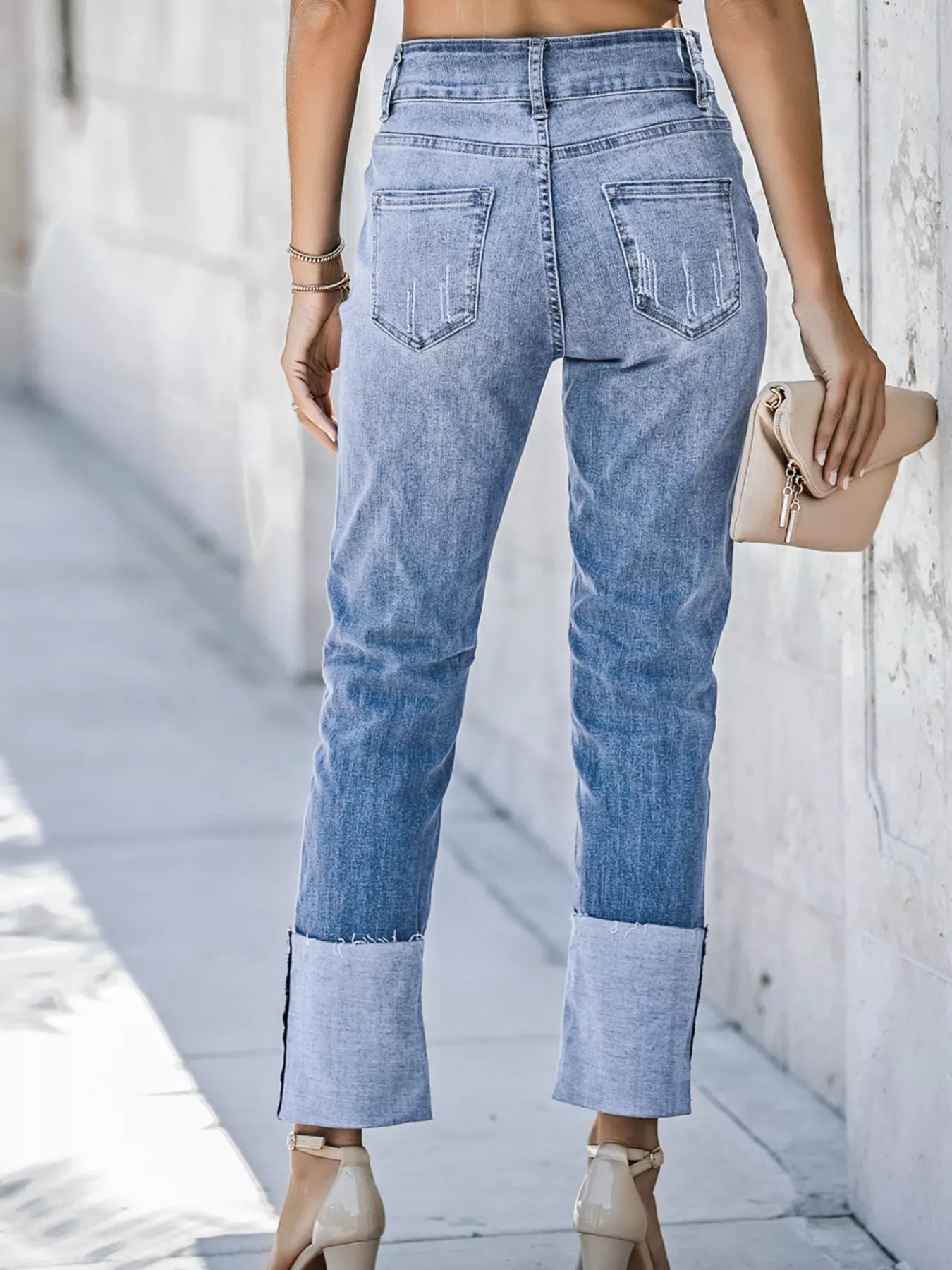Vintage Stretch Distressed Denim Jeans - Comfort & Style - cas7m