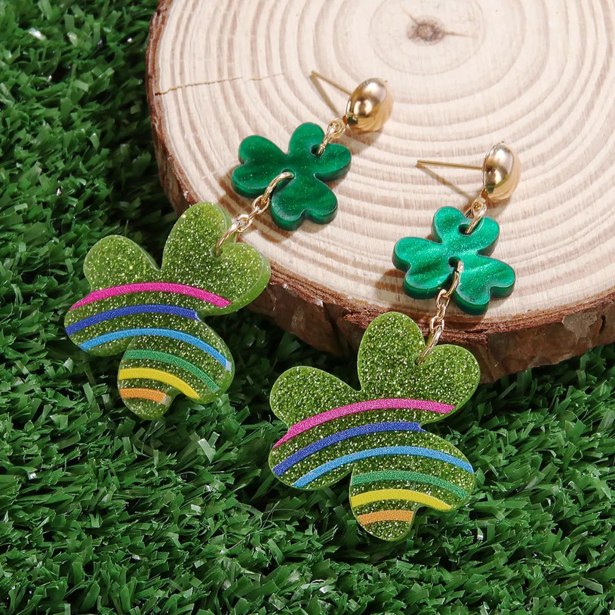 Lucky Clover Dangle Earrings - cas7m