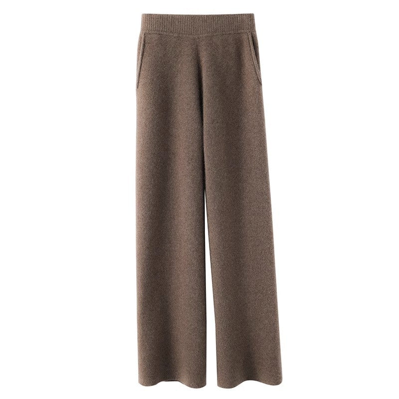 Women's Casual Wide-leg Wool Pants - cas7m