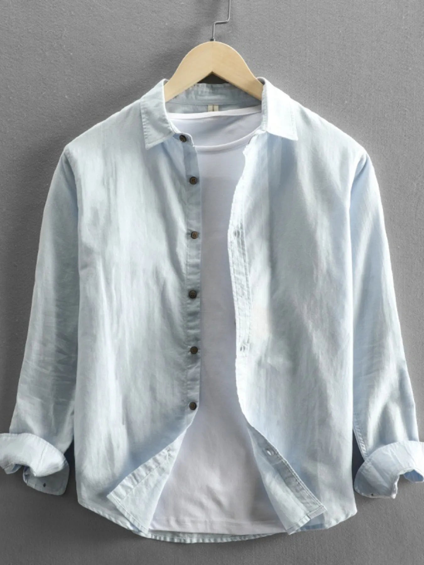 Men's Plus Size Button Up Long Sleeve Shirt - cas7m