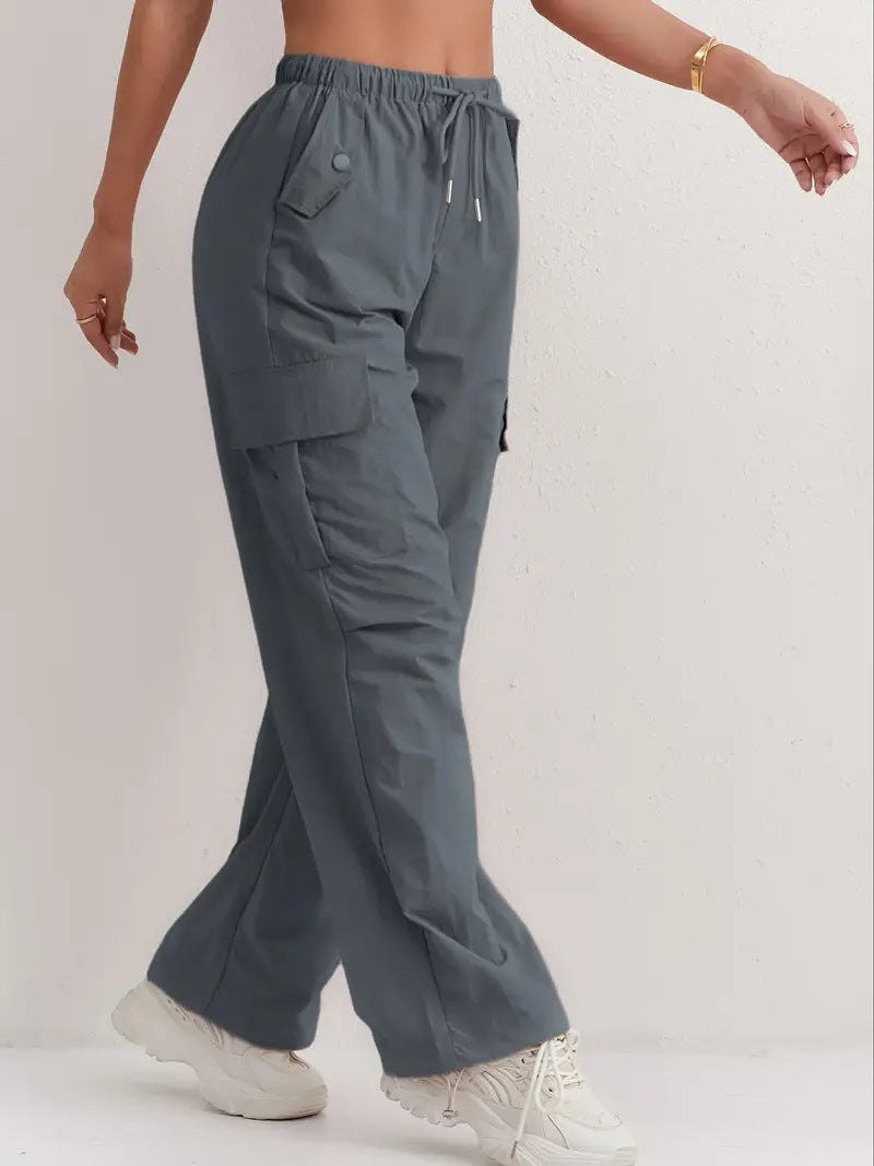 High Waist Drooping Quick-drying Leisure Wide Leg Track Pants - cas7m