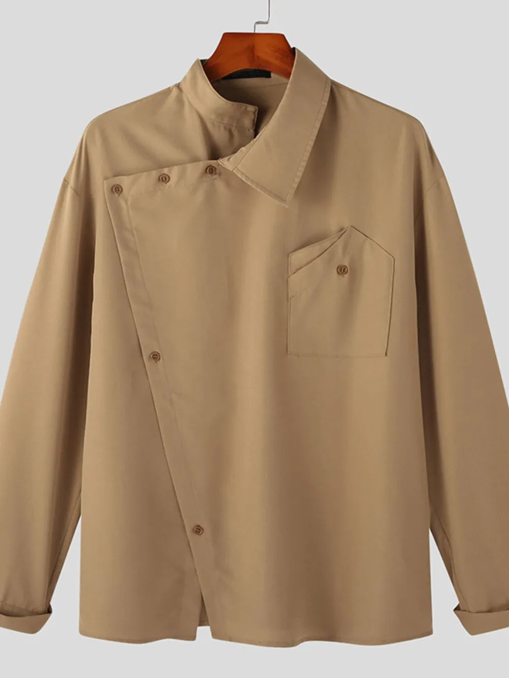 Men's Asymmetrical Long Sleeve Shirt - cas7m