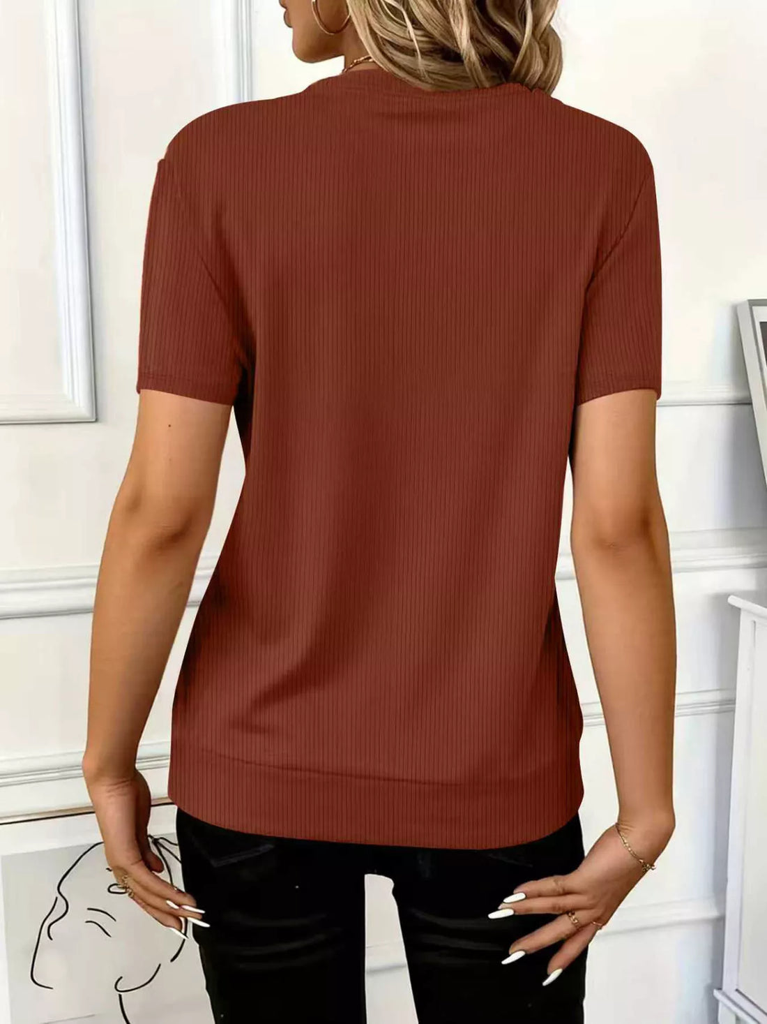 Half Zip Short Sleeve Top - cas7m