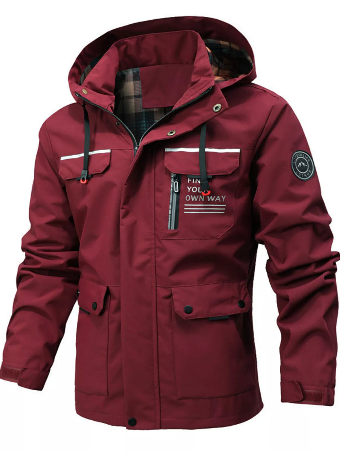 Men's Plus Size Hooded Outdoor Windproof Coat - cas7m