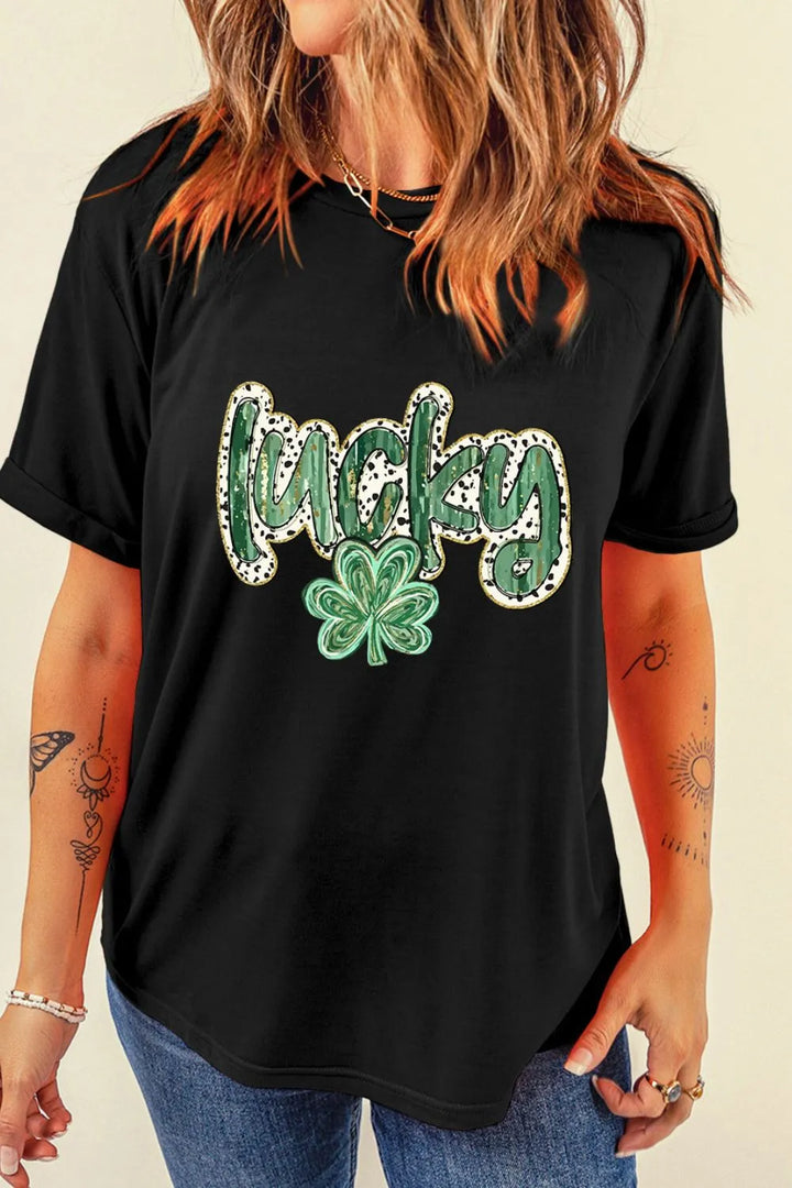 Lucky Clover Graphic T-Shirt - cas7m