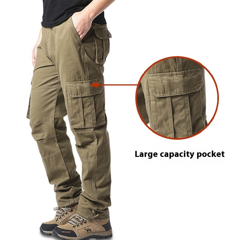 Cotton Multi-pocket Cargo Pants Men's Loose Wear-resistant Loose Outdoor Leisure - cas7m