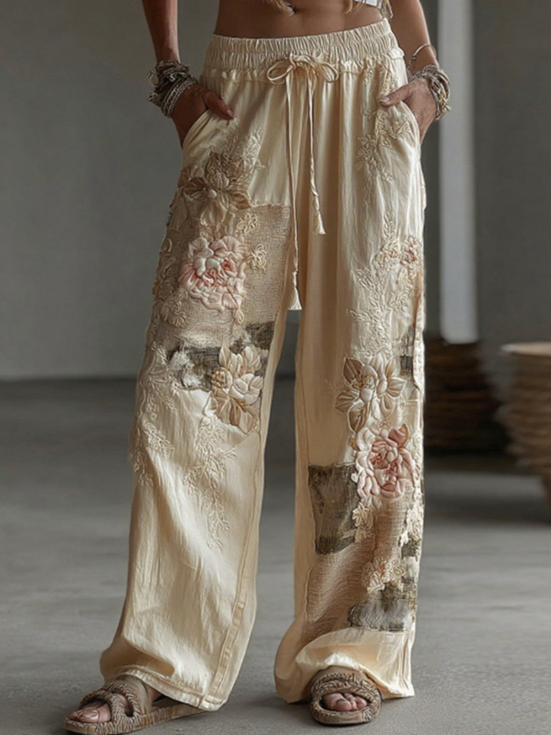 Womens Retro Casual Versatile Wide-leg Pants - cas7m