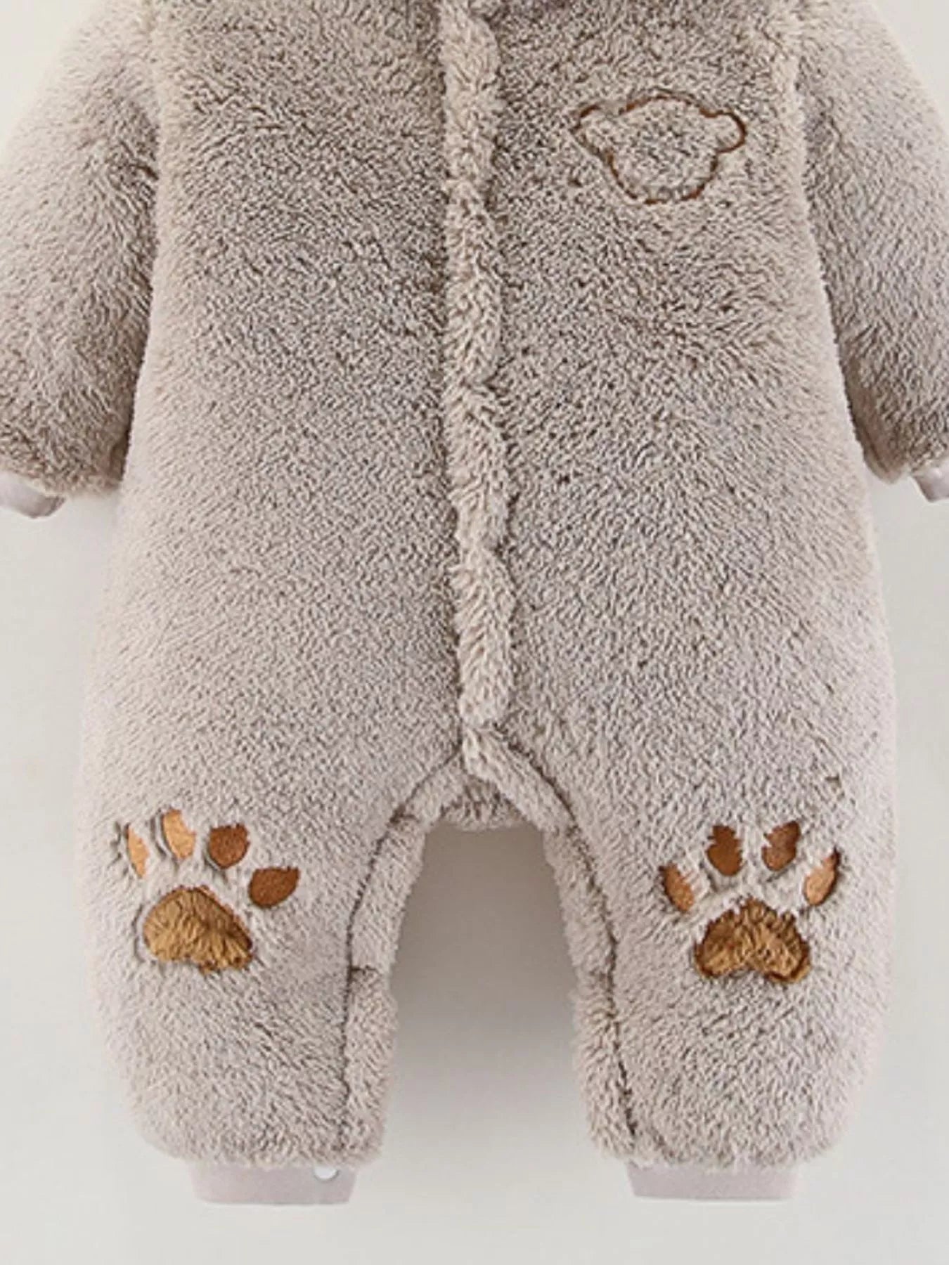 Children's Cozy Bear Hooded Fleece One-Piece - cas7m