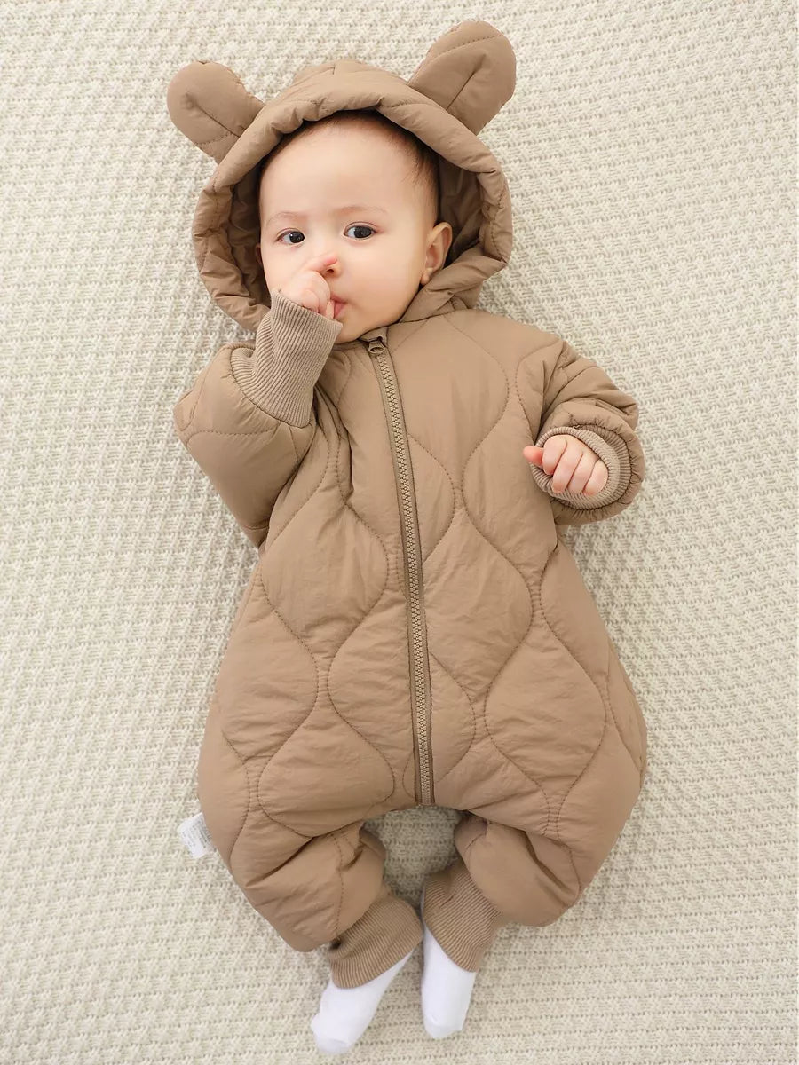 Children's Zip Front Hooded Padded One-Piece - cas7m