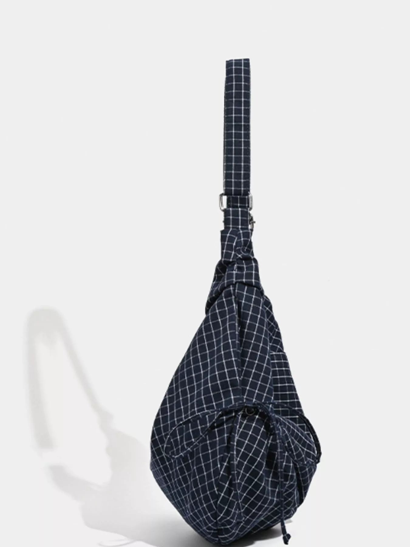 Plaid Pattern Ruched Shoulder Bag - cas7m