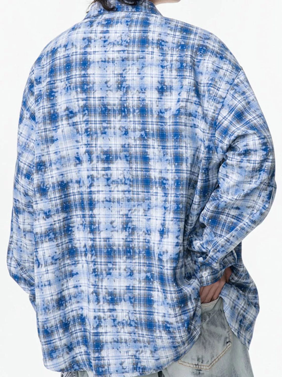 Men's Plus Size Plaid Button Up Long Sleeve Shirt - cas7m