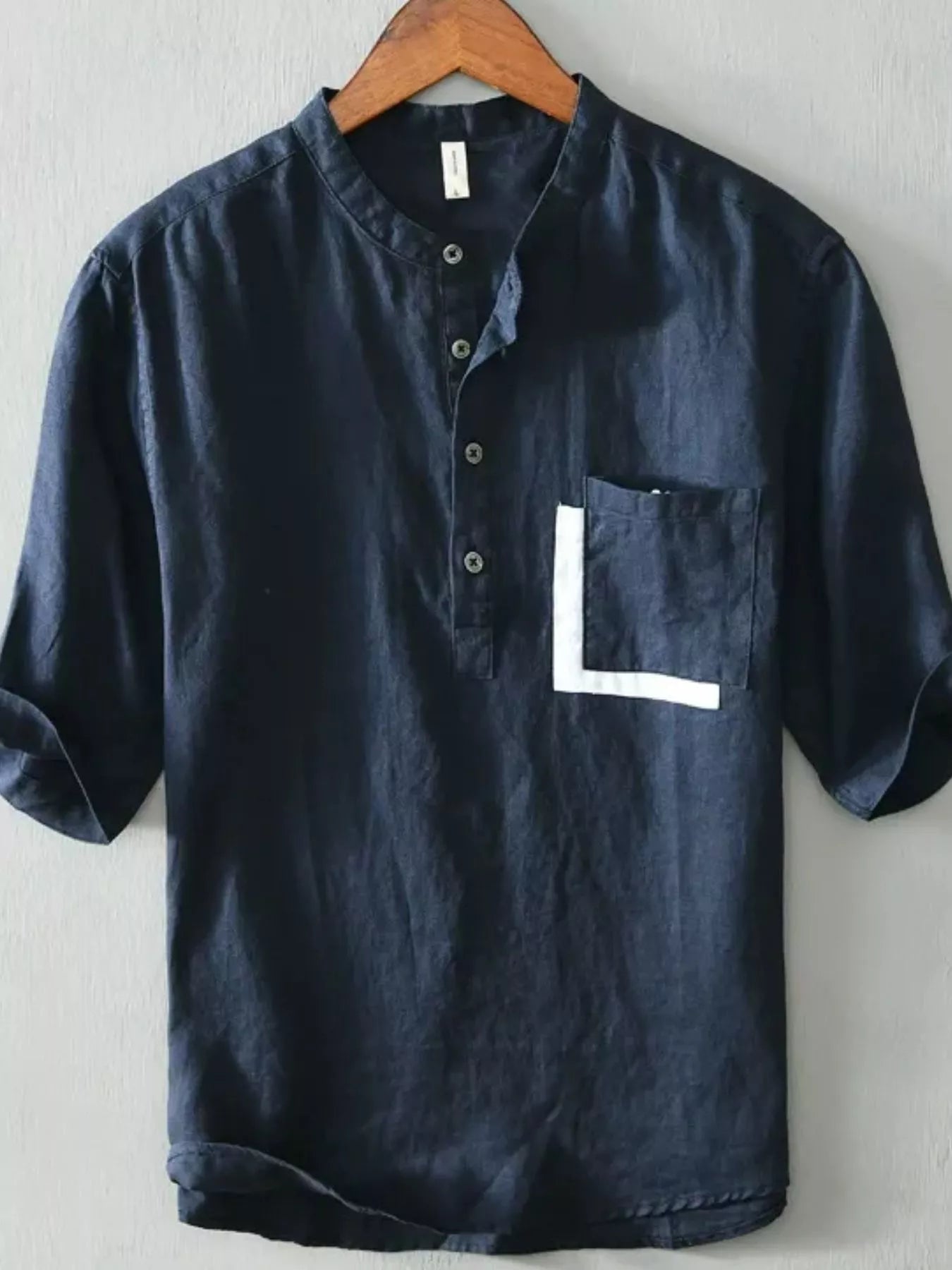 Men's Plus Size Casual Button Detail Shirt with Pocket - cas7m