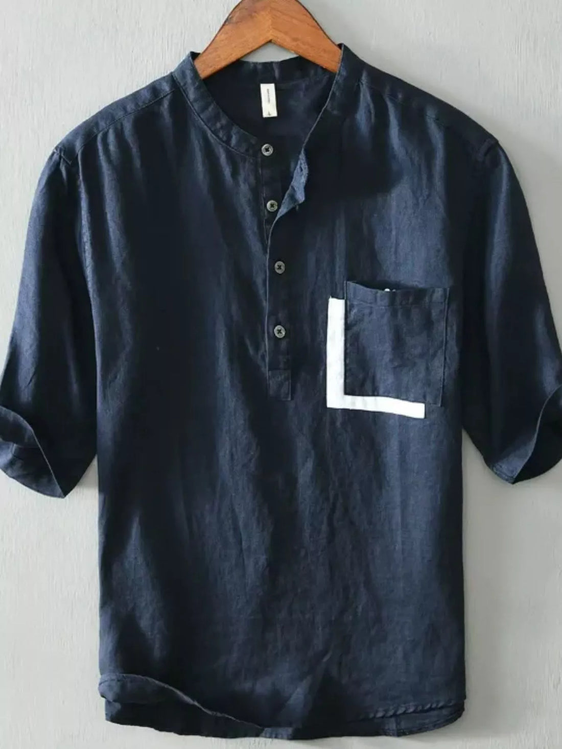 Men's Plus Size Casual Button Detail Shirt with Pocket - cas7m